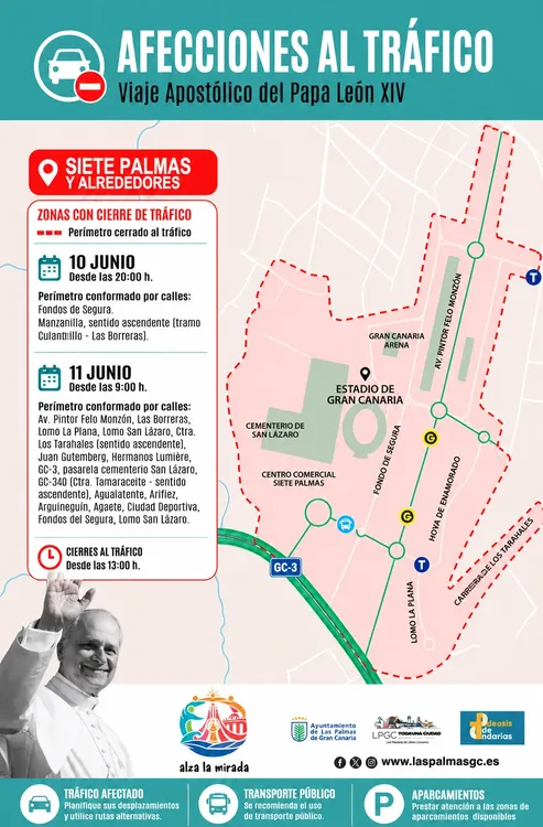 Guía para moverse en coche por Las Palmas durante la visita del Papa